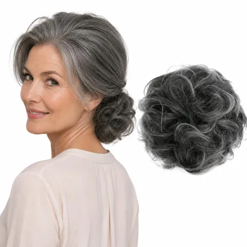 Miniatura 17 de CAISHA Postizo Grande Scrunchy Recogido Peinado Nupcial Rizado Moño Despeinado Marrón Chocolate Oscuro G2E