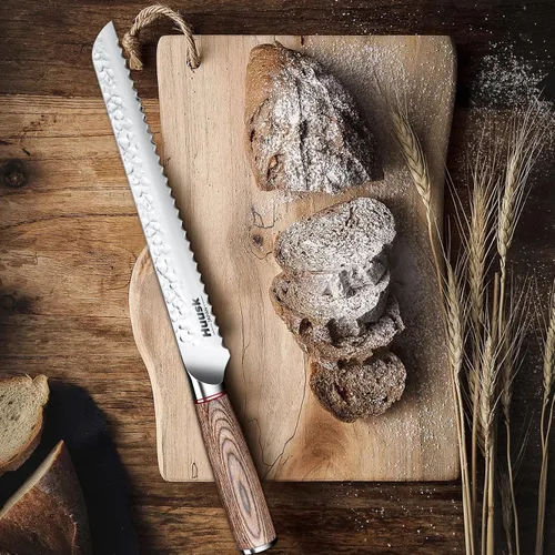 Miniatura 5 de Huusk Cuchillo japonés para pan de masa madre – Cuchillo afilado de 10 pulgadas para rebanar pan casero para torta tostada bagel, cuchillos largos