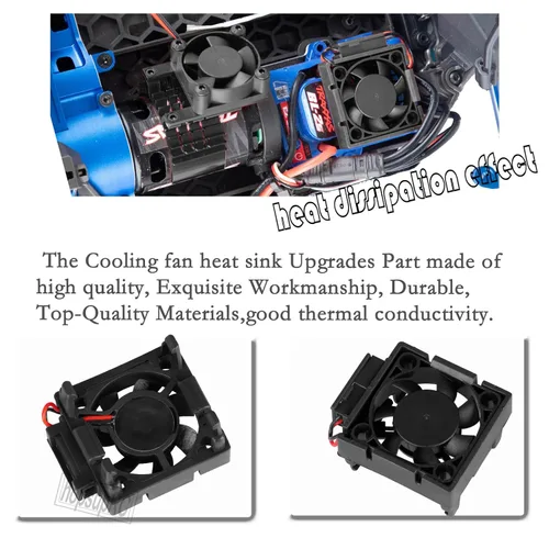 Miniatura 5 de VXL-3s ESC Motor Cooling Fan Upgrades Part for 1/10 Slash/Rustler/Stampede VXL 4X4 2WD, disipador de calor de ventilador de alta velocidad Hops Up