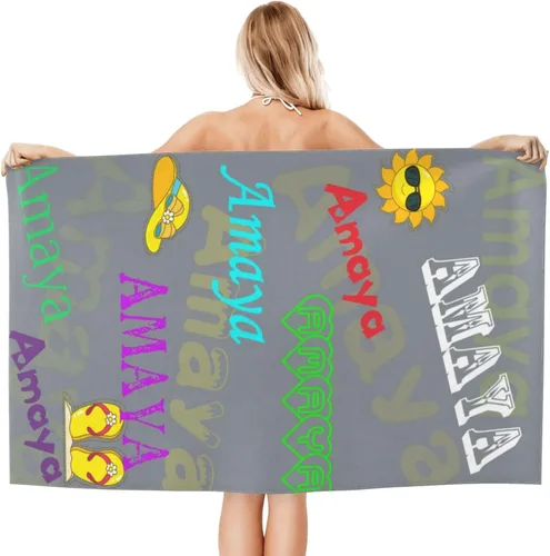Miniatura 9 de Toalla de playa personalizada con nombre, toallas de playa personalizadas con nombre de gran tamaño de secado rápido para playa, baño, piscina