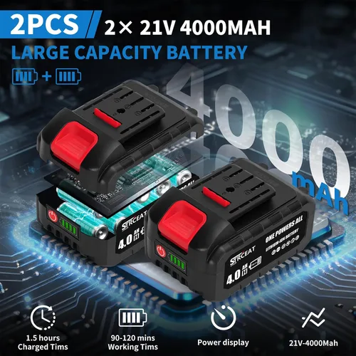 Miniatura 3 de Motosierra inalámbrica sin escobillas de 12 pulgadas, motosierra inalámbrica de mano con 2 baterías de 4.0 Ah, mini motosierra pequeña portátil