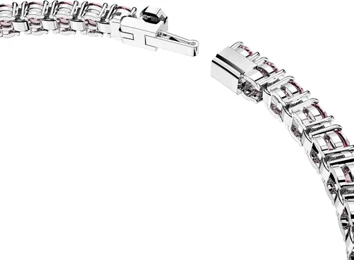 Miniatura 3 de SWAROVSKI Pulsera de tenis Matrix, corte redondo, cristal rosa, acabado de rodio, Latón Cristal, Sin gemas.