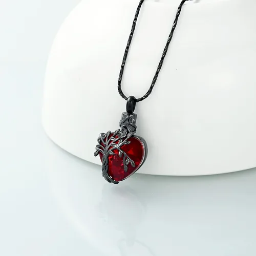 Miniatura 32 de Imrsanl Collar de urna de árbol de la vida con forma de corazón, joyería de cremación para hombres y mujeres, recuerdo, joyería conmemorativa