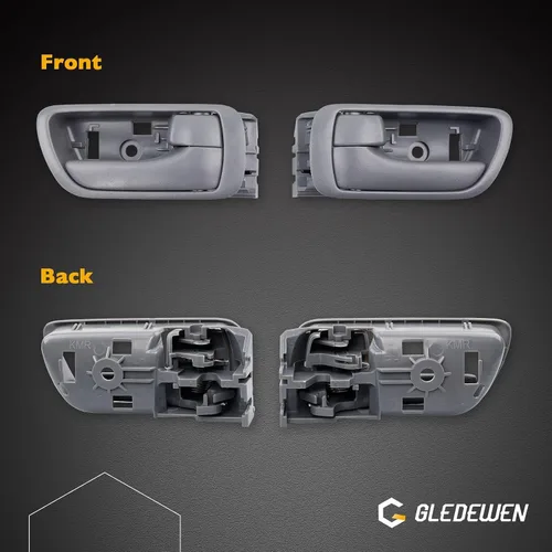 Miniatura 3 de Gledewen Manija de puerta interior para el lado del conductor del lado del pasajero con botón de bloqueo de puerta, manija interior gris, compatible