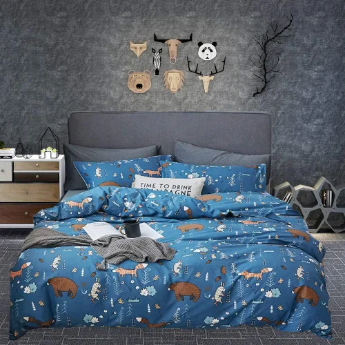 Miniatura 23 de Houseri Juego de funda de edredón de tamaño individual a cuadros azul claro y blanco para niños, juego de cama azul bebé para niños y niñas, juego