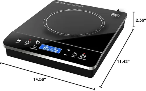 Miniatura 9 de OMEO Placa de cocción portátil de doble inducción con 2 quemadores, control táctil, cocina de inducción de 110 V con bloqueo de seguridad, pausa