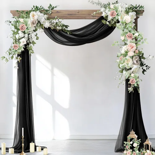Miniatura 16 de Socomi 2 paneles de tela para arco de boda, 29 pulgadas x 19 pies, cortinas de gasa transparente azul bebé, 6 yardas para decoración de boda