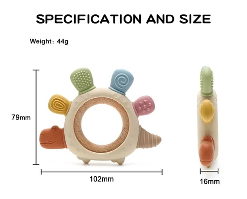 Miniatura 4 de Boobaby Mordedor de silicona de dinosaurio para bebés de 0 a 12 meses, sin BPA ni ftalatos, 100% silicona de grado alimenticio, juguete de dentición
