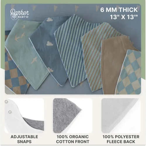 Miniatura 4 de Parker - Baberos tipo bandana para bebé, paquete de 4 baberos para niños, niñas, unisex Nube