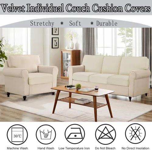 Miniatura 5 de NAISI 1 funda de cojín para sofá, 1 pieza, de terciopelo elástico, para asiento o respaldo, fundas individuales suaves para sofá seccional