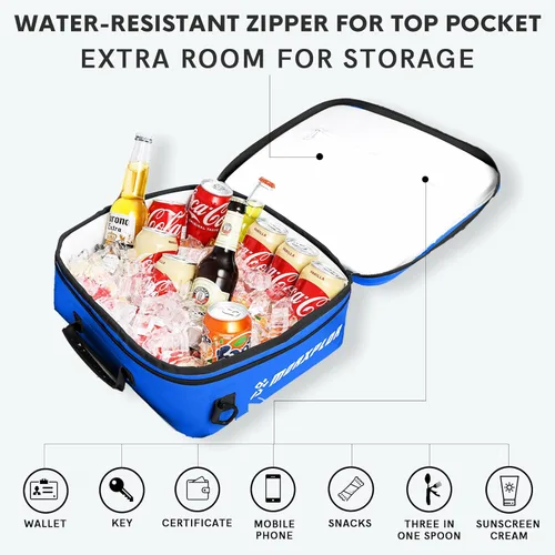 Miniatura 2 de MORXPLOR Bolsa térmica impermeable de PVC para paddleboard, 12 latas, enfriador aislado suave para paddleboard, camping, kayak Azul oscuro
