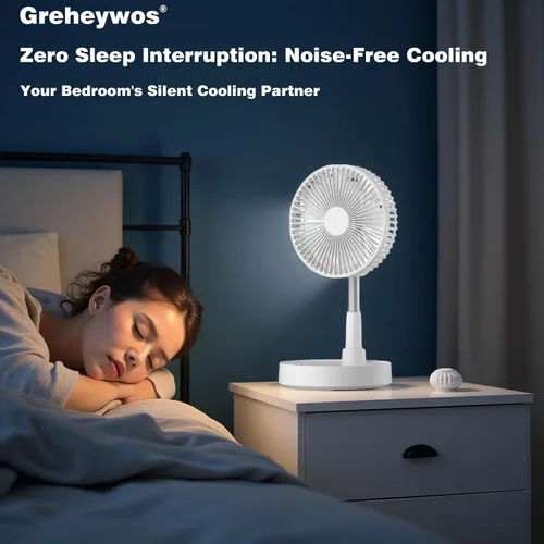Miniatura 4 de Ventilador oscilante plegable recargable de 9 pulgadas, 7200 mAh, funciona con pilas, ventilador pequeño con control remoto, ventiladores
