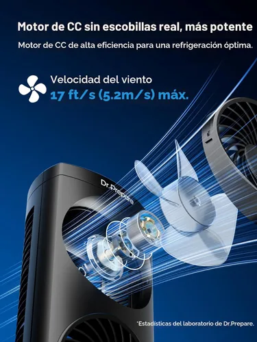 Miniatura 2 de DR.PREPARE Ventilador de escritorio USB Ventilador de torre de enfriamiento con control remoto, ventilador oscilante portátil de motor DC, 3