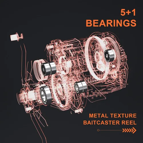 Miniatura 5 de HAUT TON Matel Master Advanced Version Baitcaster reels,6.2:1Gear Ratio,5+1Ball Bearing,Bait clickers,12Lb Drag System Fishing Reels,for
