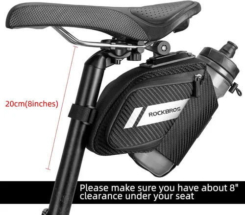 Miniatura 4 de Bolsa de sillín de bicicleta ROCKBROS con soporte para botella de agua, bolsa de bicicleta bajo el asiento, impermeable para bicicleta de carretera