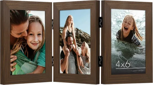 Miniatura 41 de Armazón de fotos con bisagra y frente de vidrio. Fabricado para exhibir dos fotos de 4 x 6 pulgadas, se para de manera vertical en el escritorio