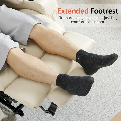 Miniatura 6 de MCombo Power Lift - Sillón elevador reclinable para adultos mayores, con calefacción y masaje, certificación FSC, puertos USB, portavasos, piel