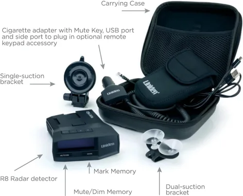 Miniatura 8 de UNIDEN R8 Extreme - Detector láser de radar de largo alcance, doble antenas frontal y trasera con flechas direccionales, GPS integrado con alertas