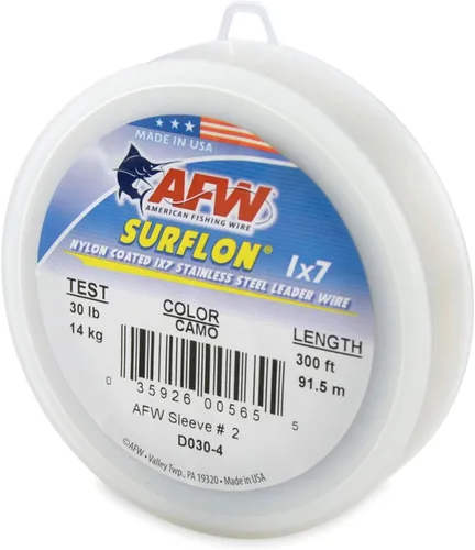 Miniatura 25 de Alambre de pesca americano Surflon recubierto de nailon 1x7 de acero inoxidable, línea líder de pesca para agua salada, prueba de 10 libras - prueba