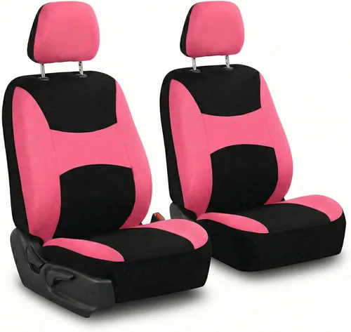 Miniatura 31 de Juego de funda para asiento bolsas de aire de tela negra ligera y fresca FH Group FH-FB030115-SEAT lista para separar; se ajusta a la mayoría de Rosa