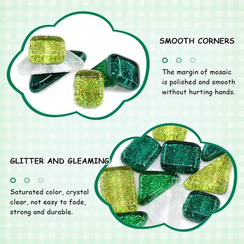 Miniatura 4 de Swpeet Kit surtido de azulejos de mosaico de la serie Shine Crystal de colores mezclados, azulejos cuadrados y triangulares de cristal con Azulejos