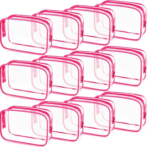 Miniatura 15 de Weewooday 12 piezas bolsas transparentes para maquillaje, bolsas de almacenamiento de cosméticos, estuches de PVC con cremallera, bolsas de viaje