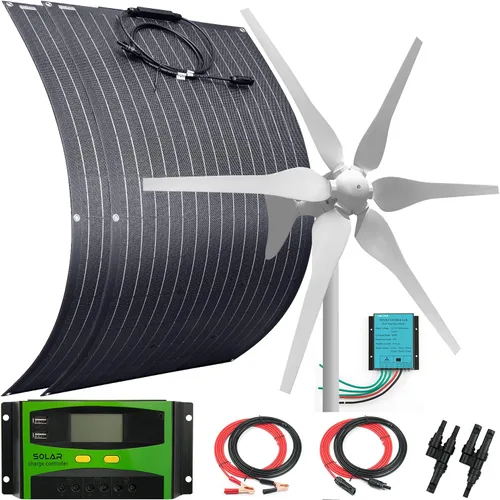 Miniatura 15 de Kit solar eólico de 500 W, sistema de 12 V fuera de la red: generador de turbina eólica de 400 W + 1 panel solar flexible ETFE de 100 W +