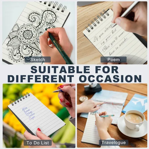 Miniatura 6 de Tenceur 18 piezas de cuadernos de bolsillo pequeños, paquete a granel de 3 x 5 pulgadas, cuadernos en espiral mini con tapa superior, con 120 Negro