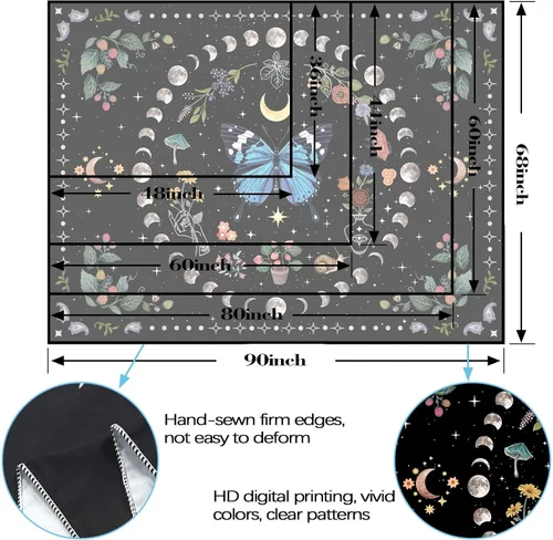 Miniatura 6 de Aipon Tapiz de flores de mariposa azul botánico bohemio para colgar en pared para dormitorio y sala de estar (36.00 pulgadas, 48.00 pulgadas, azul)