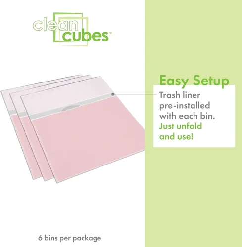 Miniatura 3 de Clean Cubes Botes de basura emergentes desechables de 13 galones (paquete de 6) con bolsas ajustadas – Contenedores plegables de basura y reciclaje