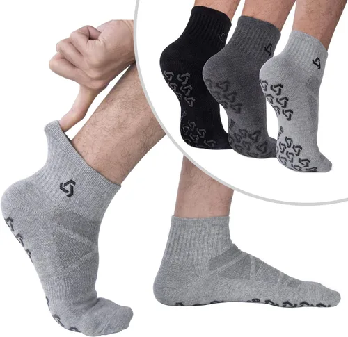 Ozaiic Calcetines antideslizantes para yoga, entrenamiento en casa, Pure Barre, pilates, hospital, calcetines acolchados ideales para hombres y