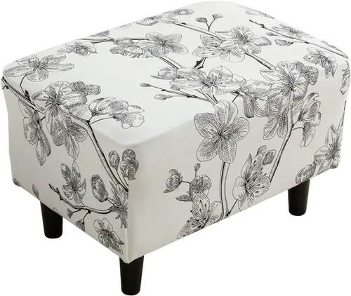 Miniatura 33 de Eco-Ancheng Funda elástica para silla, funda otomana rectangular de almacenamiento, funda otomana para reposapiés, fundas otomanas para taburete