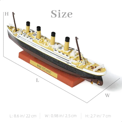 Miniatura 2 de 1/1250 RMS Titanic Modelo de Barco Crucero Clásico de Aleación Metálica Fundida a Presión Modelo de Barco Legendario Crucero Británico con Soporte