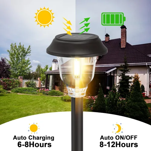 Miniatura 5 de Luces solares para exteriores impermeables, paquete de 6 unidades de luces solares de vidrio y metal para caminos, brillantes luces LED solares
