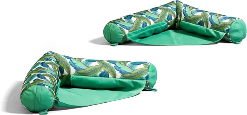 Miniatura 50 de Big Joe Flotador de piscina de fideos que no necesita inflado, malla de doble cara aguamarina/verde, Jumbo 4 pies Agua/Verde