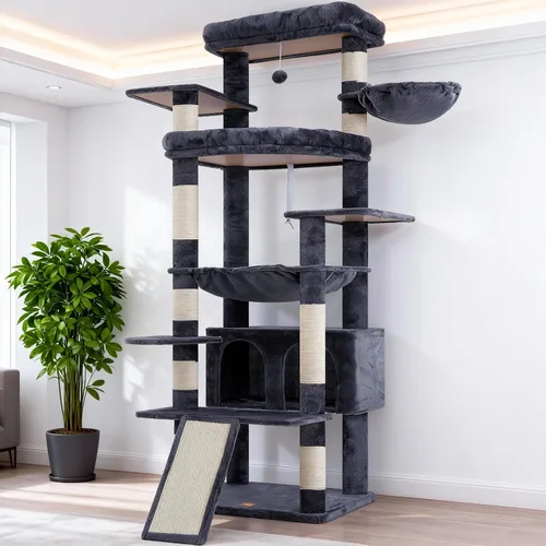 Miniatura 28 de Heybly Árbol para Gatos, Torre para Gatos Multinivel de 68 Pulgadas para Gatos de Interior, Condominio para Gatos con 2 Perchas de Felpa Ensanchadas