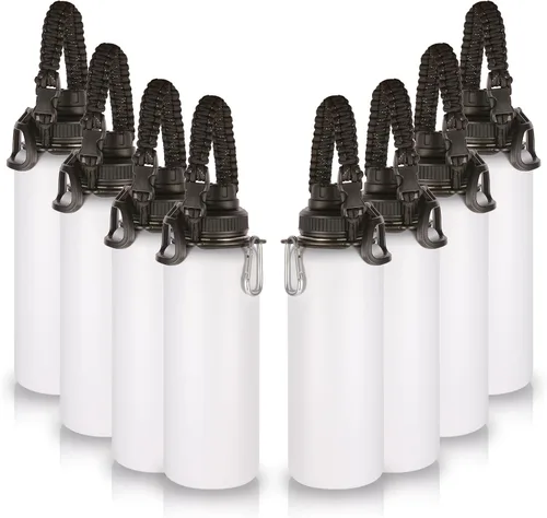 Miniatura 30 de Volhoply Botellas de agua aisladas en paquete de 2, 40 onzas, botella deportiva de acero inoxidable con asa de paracord y tapa con boquilla, taza