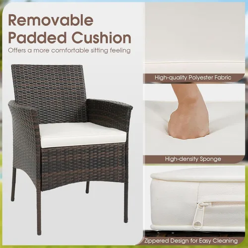 Miniatura 6 de Tangkula Patiojoy - Juego de 4 sillas de comedor para exteriores, de polietileno, resistentes a la intemperie, con cojines extraíbles, para jardín