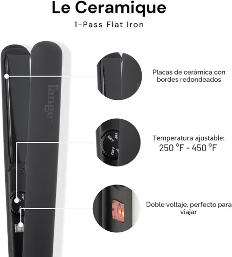 Miniatura 2 de L'ANGE HAIR Le Ceramique - Plancha de pelo de 1 pasada Plancha plana de cerámica de calentamiento rápido Las mejores herramientas calientes Negro