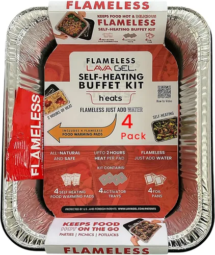 Miniatura 12 de Calentadores de alimentos sin llama (paquete de 6) – Almohadillas desechables para mantener los alimentos calientes – Calentadores de sartén