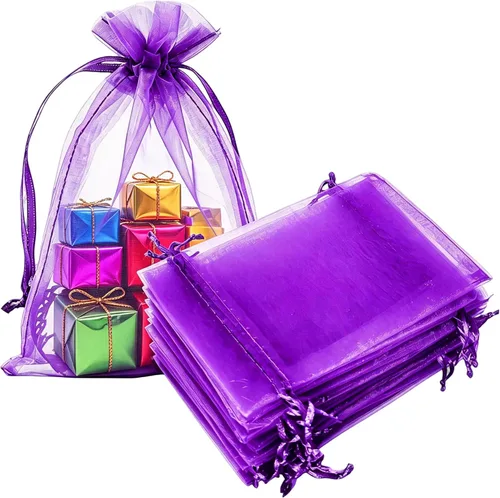 Miniatura 49 de Bolsas de Regalo de Organza 100 Piezas con Cordón 4x6 pulgadas Azul Marino para Baby Shower, Cumpleaños de Niña, Recuerdos de Fiesta, Boda