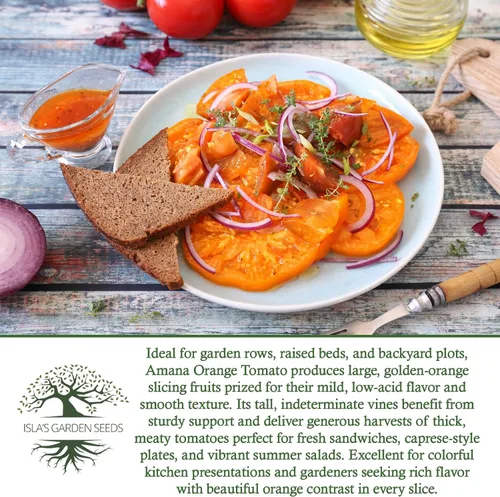 Miniatura 6 de Amana Semillas de tomate herencia de bistec naranja para plantar, más de 50 semillas tradicionales por paquete, semillas sin OMG