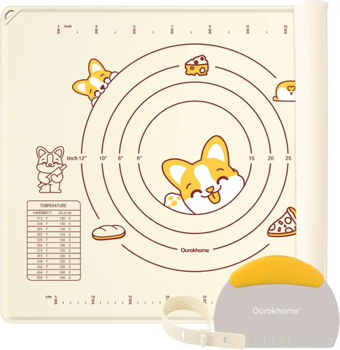 Ourokhome Alfombrilla de Silicona para Hornear y Cortador de Masa de Pastelería, 0.5 Pulgadas de Grosor 20'' X 16" Alfombrilla de Silicona para