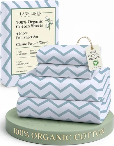 Miniatura 172 de LANE LINEN Sábanas 100% algodón orgánico para cama tamaño King, sábanas de percal suave, transpirables, de lujo, estilo hotelero, lavables a 09