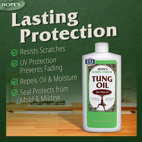 Miniatura 6 de HOPE'S Aceite Tung 100% puro, seguro para alimentos, acabado de madera natural impermeable de alta calidad y sellador para proyectos de interiores