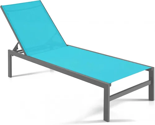 Miniatura 10 de Tangkula Tumbona de aluminio para patio, sillón ajustable para exteriores con respaldo de 6 posiciones, marco de aluminio resistente, tela Negro