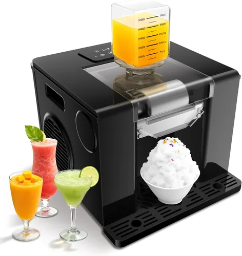 Máquina de hielo afeitado con compresor | Máquina rápida de granizado esponjoso y cono de nieve de los años 60 | Sin precongelación | Sin azúcar |