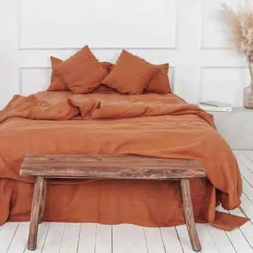 Juego de funda de edredón de 3 piezas, color naranja quemado, tamaño matrimonial, color terracota suave, bohemio, 1 funda de edredón bohemia óxido