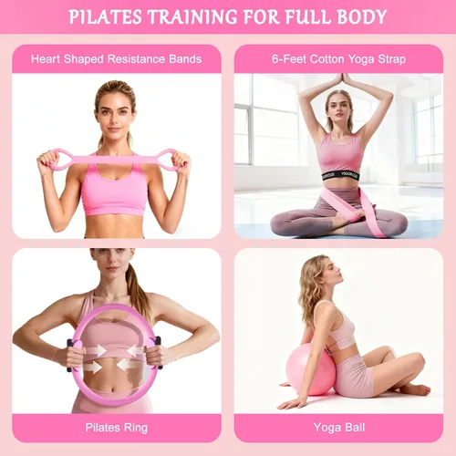 Miniatura 4 de Kit de pilates para mujer, juego de anillos de pilates, kit de equipo de pilates para mujeres entrenamientos en casa, kit esencial de pilates