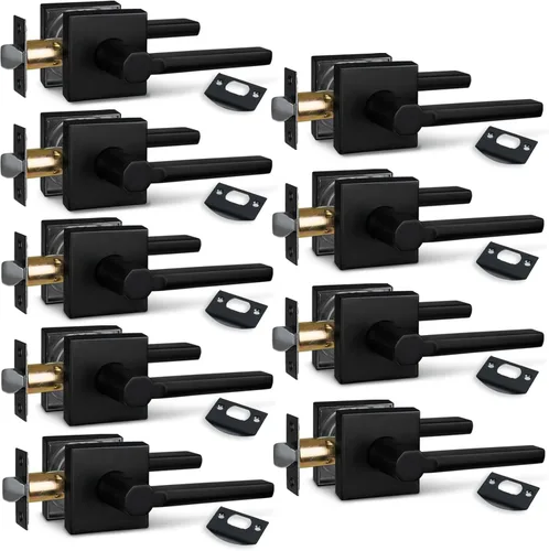 Miniatura 31 de NEWBANG Palanca de puerta de cama/baño para privacidad Baño e interior Manija de cerradura de puerta en negro mate envejecido, HD1601-DB-BK-1P